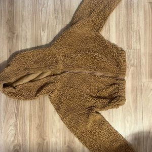 teddy cropped zip up